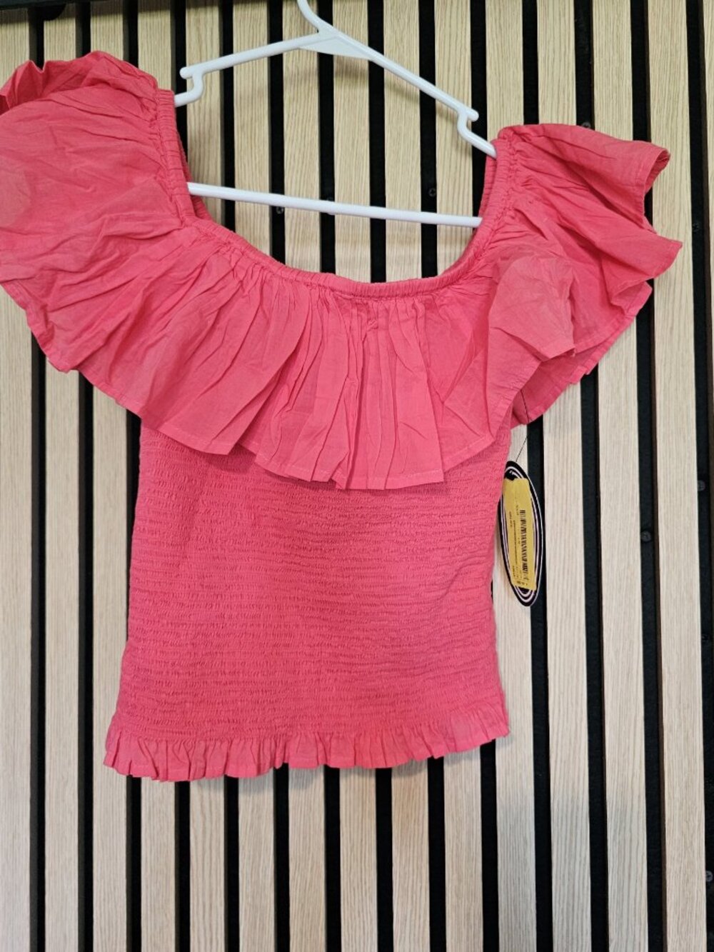 Scoop Coral Off-Shoulder Ruffle Top S NWT